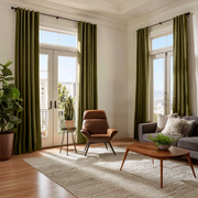 Olive Green Velvet Blackout Back Tab Curtain