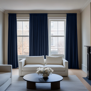 Royal Blue Pencil Pleat Linen Curtain