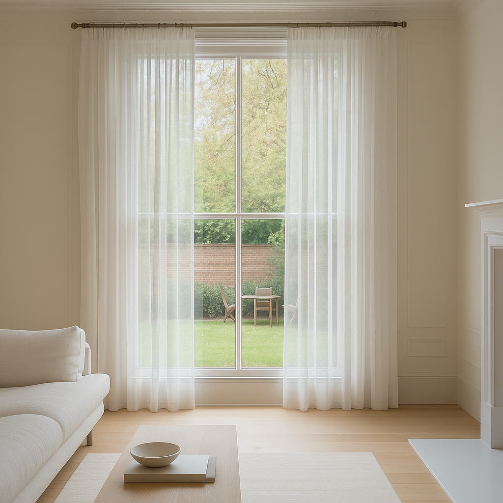 Off-White Pencil Pleat Sheer Linen Curtains