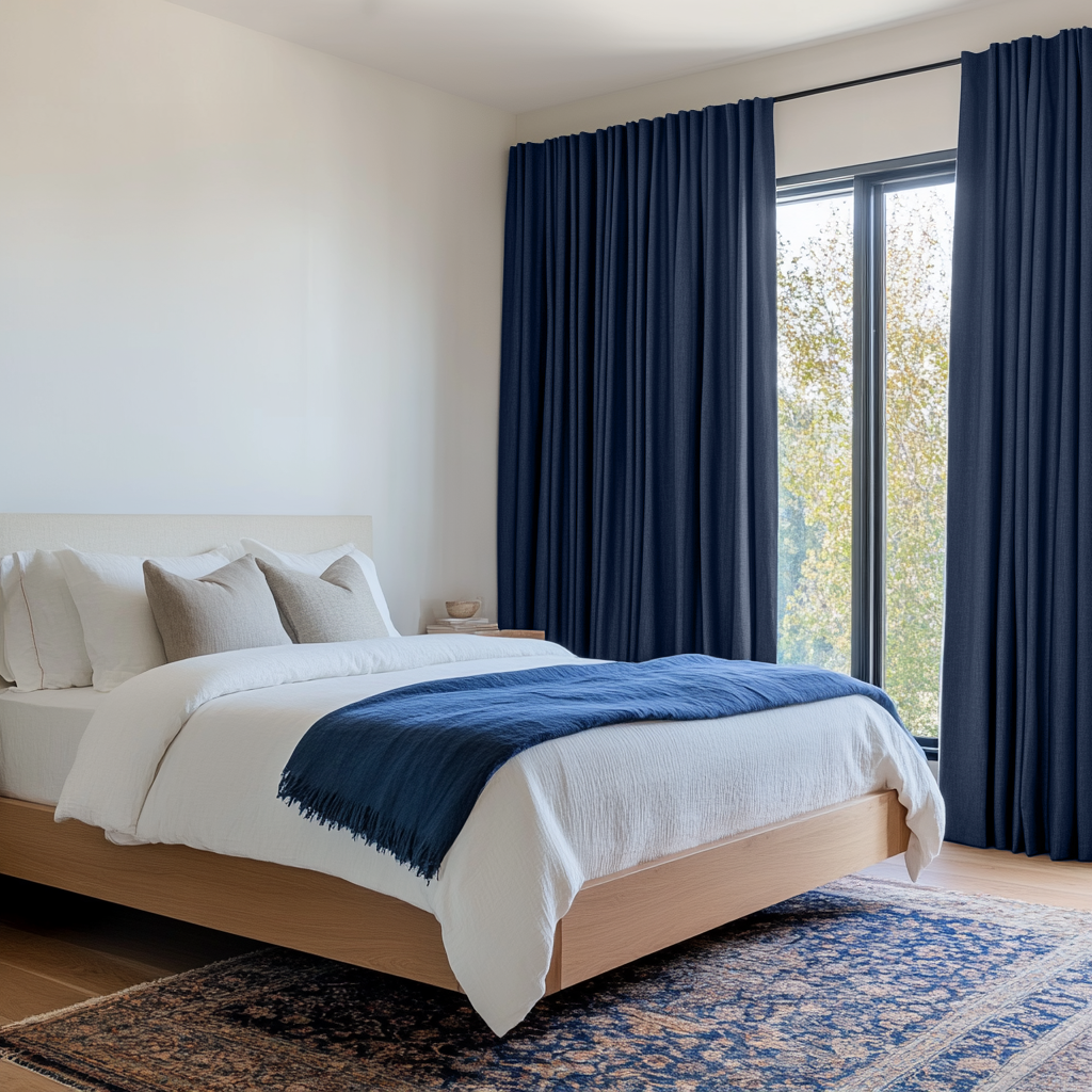 Royal Dark Blue Bedroom Blackout Curtains