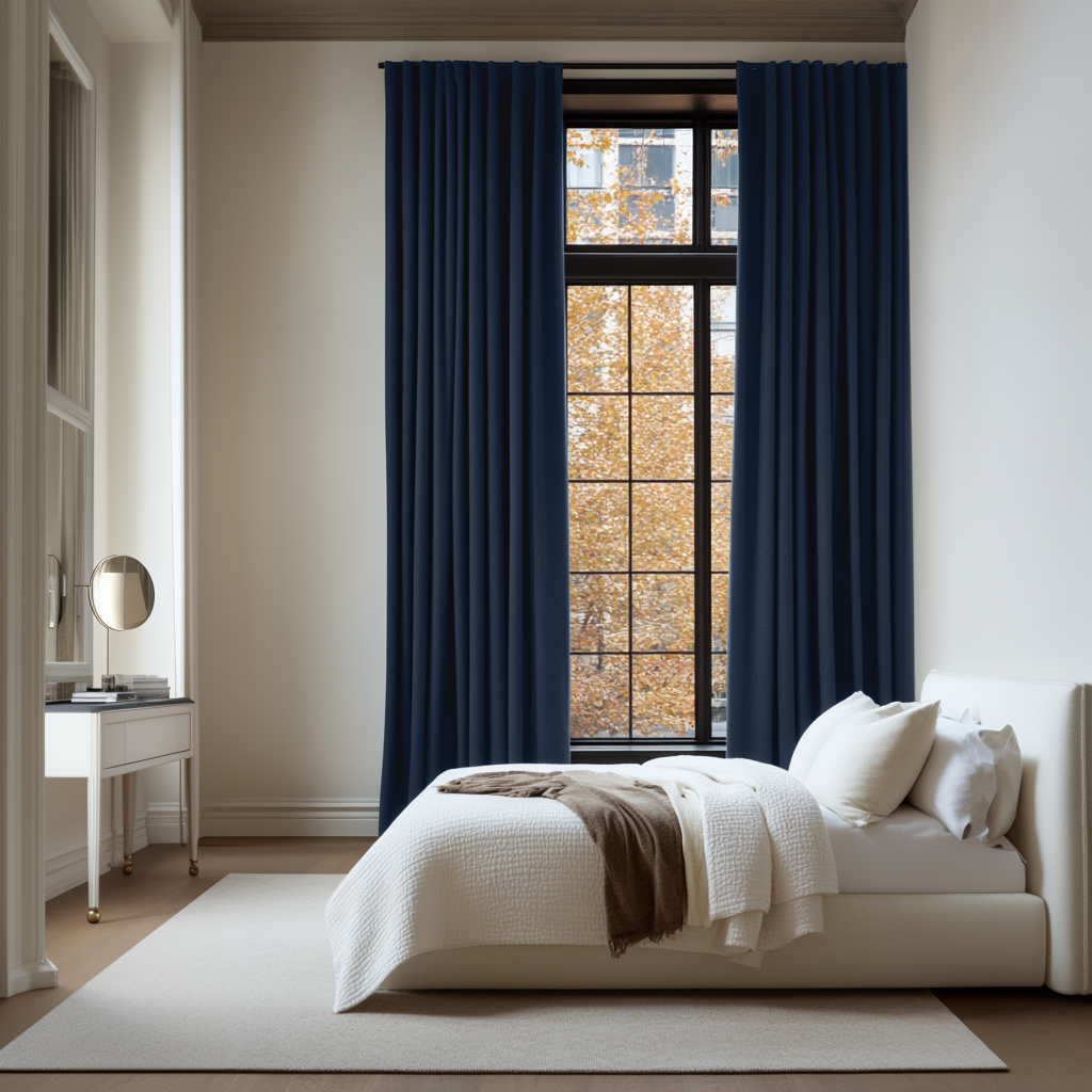 Royal Dark Blue Bedroom Blackout Curtains