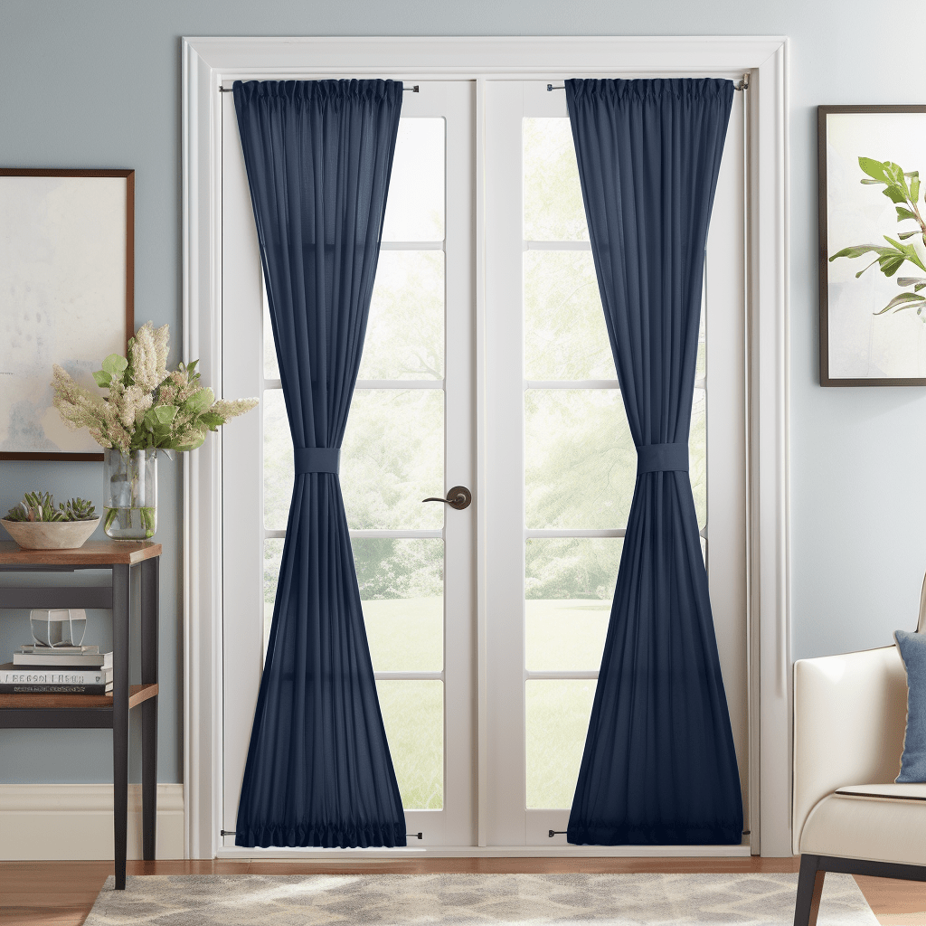 Royal Blue Linen French Door Curtain