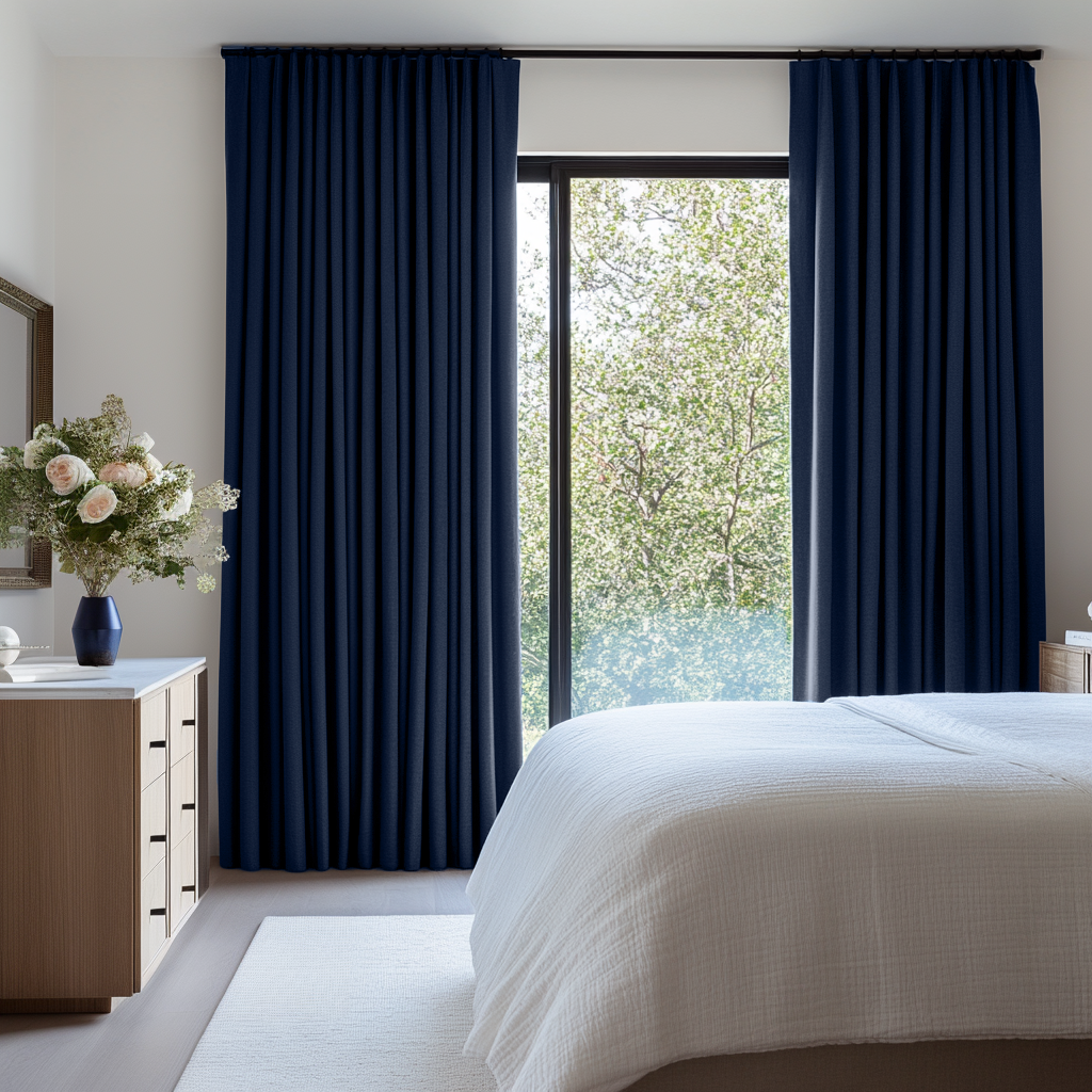 Royal Dark Blue Bedroom Blackout Curtains
