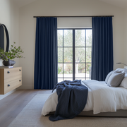 Royal Dark Blue Bedroom Curtains - Unlined