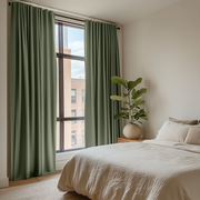 Sage Green Bedroom Linen Blackout Curtains