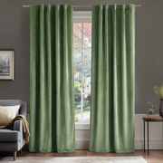 Sage Green Velvet Blackout Back Tab Curtain