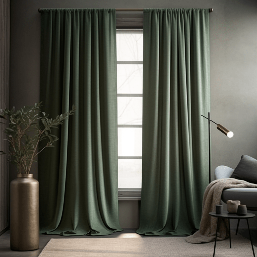 Sage Green Linen Rod Pocket Thermal Curtains