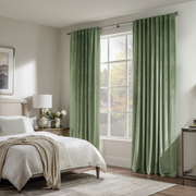 Sage Green Velvet Blackout Back Tab Curtain