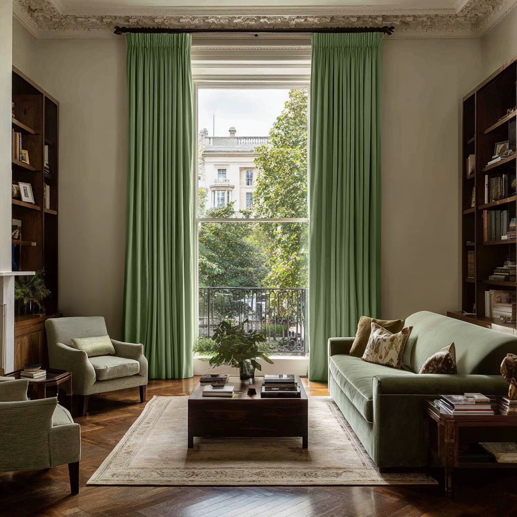 Sage Green Velvet Blackout Pencil Pleat Curtain