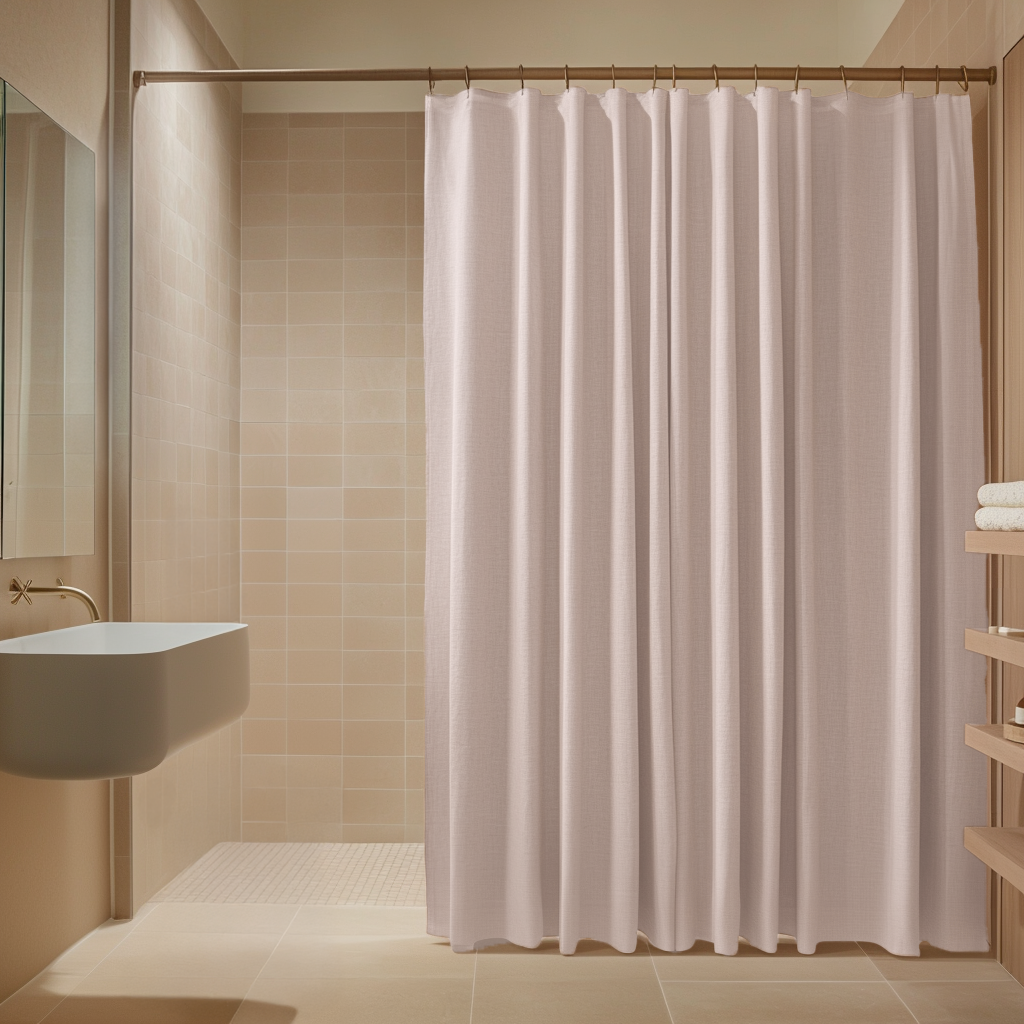 Dusty Pink Linen Shower Curtain