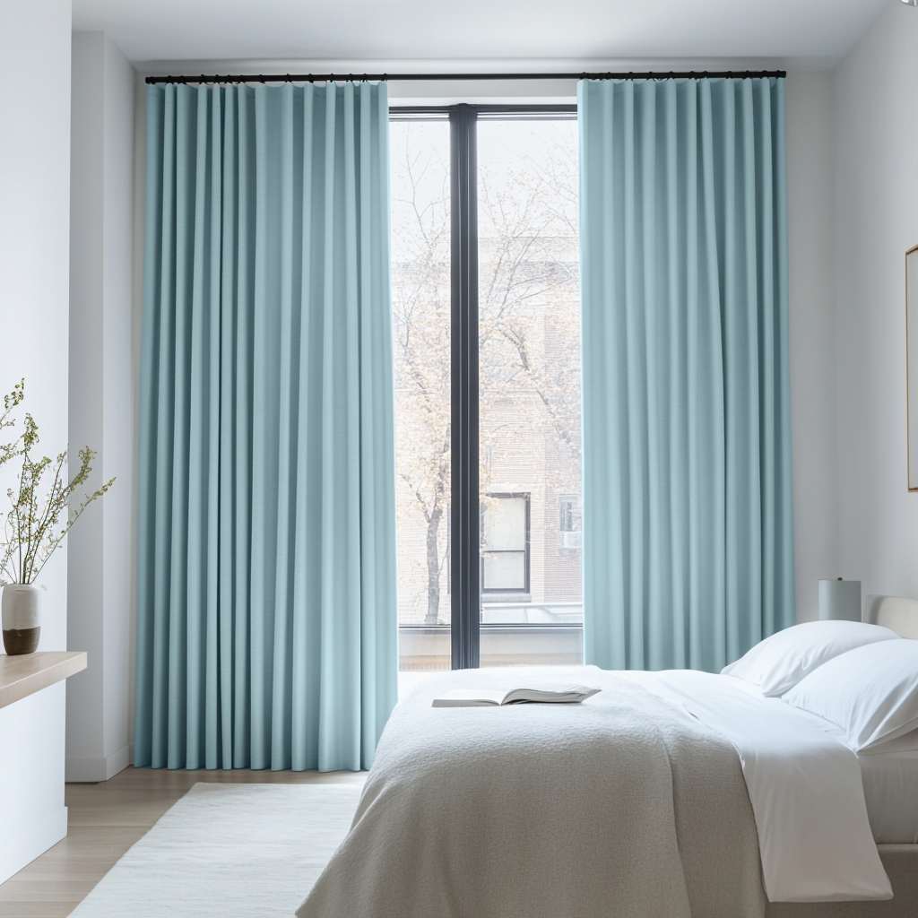 Sky Light Blue Bedroom Blackout Curtains