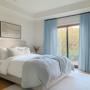 Sky Light Blue Bedroom Curtains - Unlined