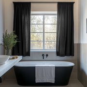 Black Small Linen Bathroom Curtains