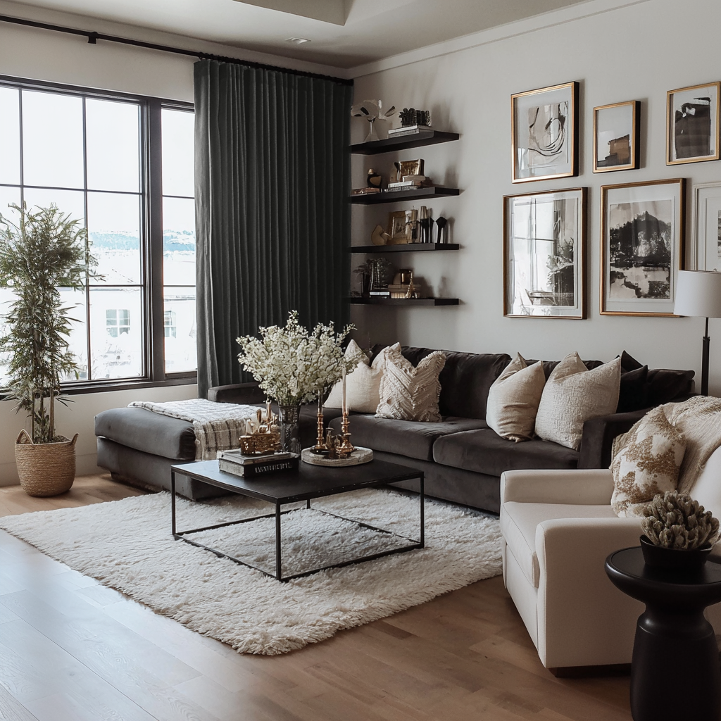 Steel Black Velvet Blackout S-Fold Curtain