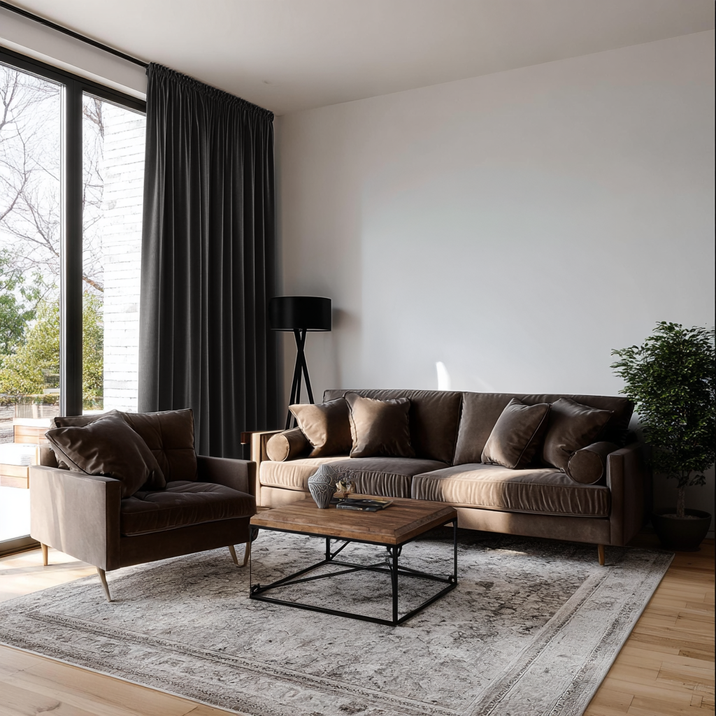 Steel Black Velvet Blackout Rod Pocket Curtain