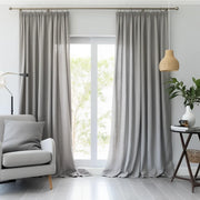 Stone Grey Linen Pencil Pleat Curtain