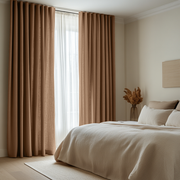 Tawny Warm Brown Bedroom  S-Fold Curtains - Unlined