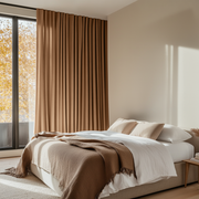 Tawny Warm Brown Bedroom Curtains - Cotton Lined