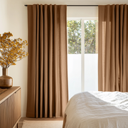 Tawny Warm Brown Bedroom Curtains - Cotton Lined