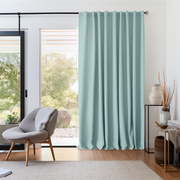 Thermal Patio Sliding Door Linen Curtain, Colour: Aquamarine