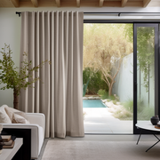 Thermal Patio Sliding Door Linen Curtain, Colour: Natural