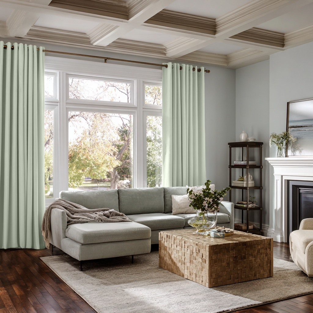 Mint Green Velvet Blackout Eyelet Curtain