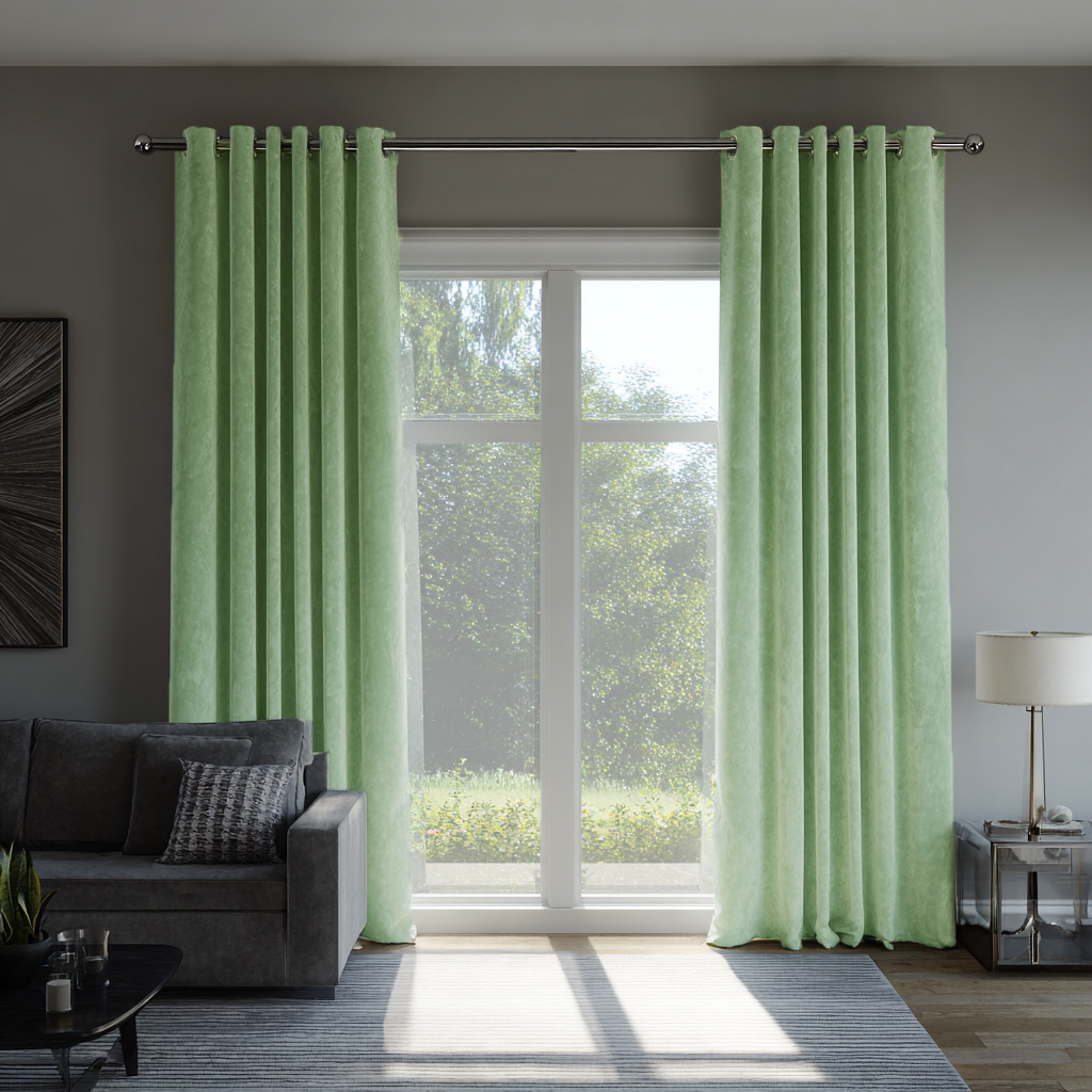 Lime Green Velvet Blackout Eyelet Curtain
