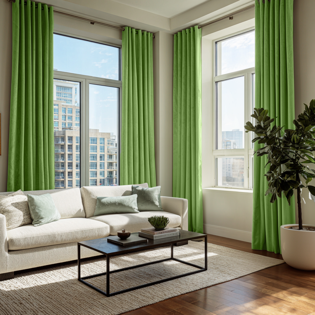 Light Green Velvet Blackout Eyelet Curtain