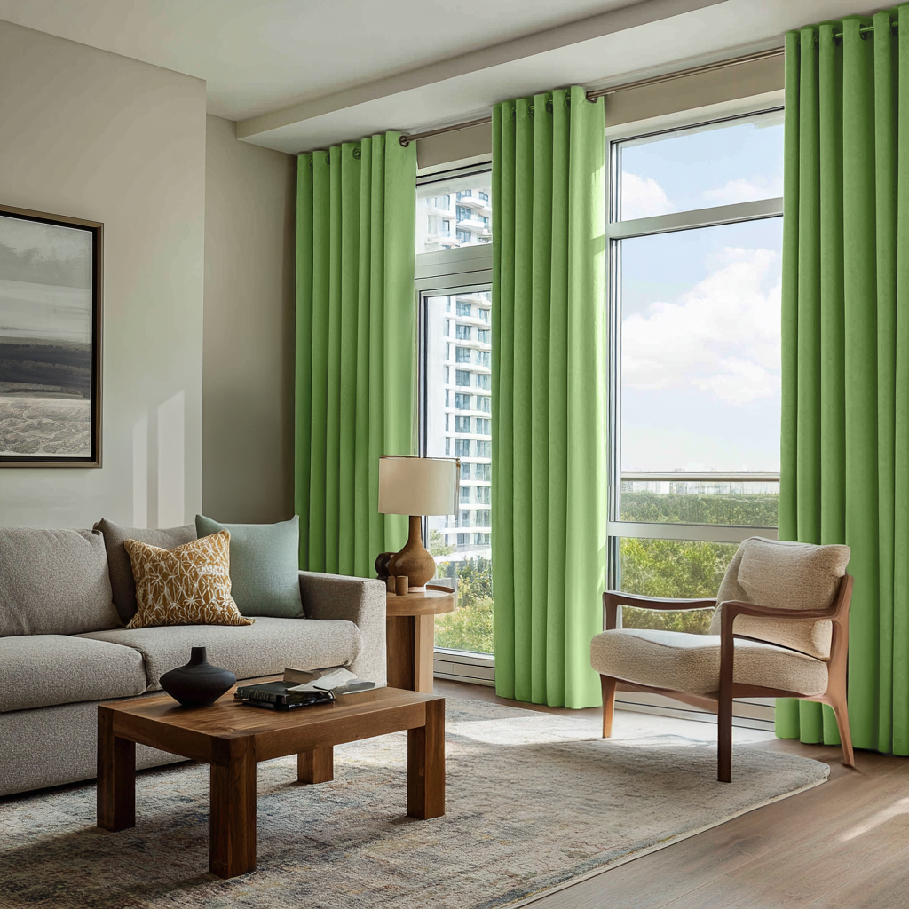 Light Green Velvet Blackout Eyelet Curtain