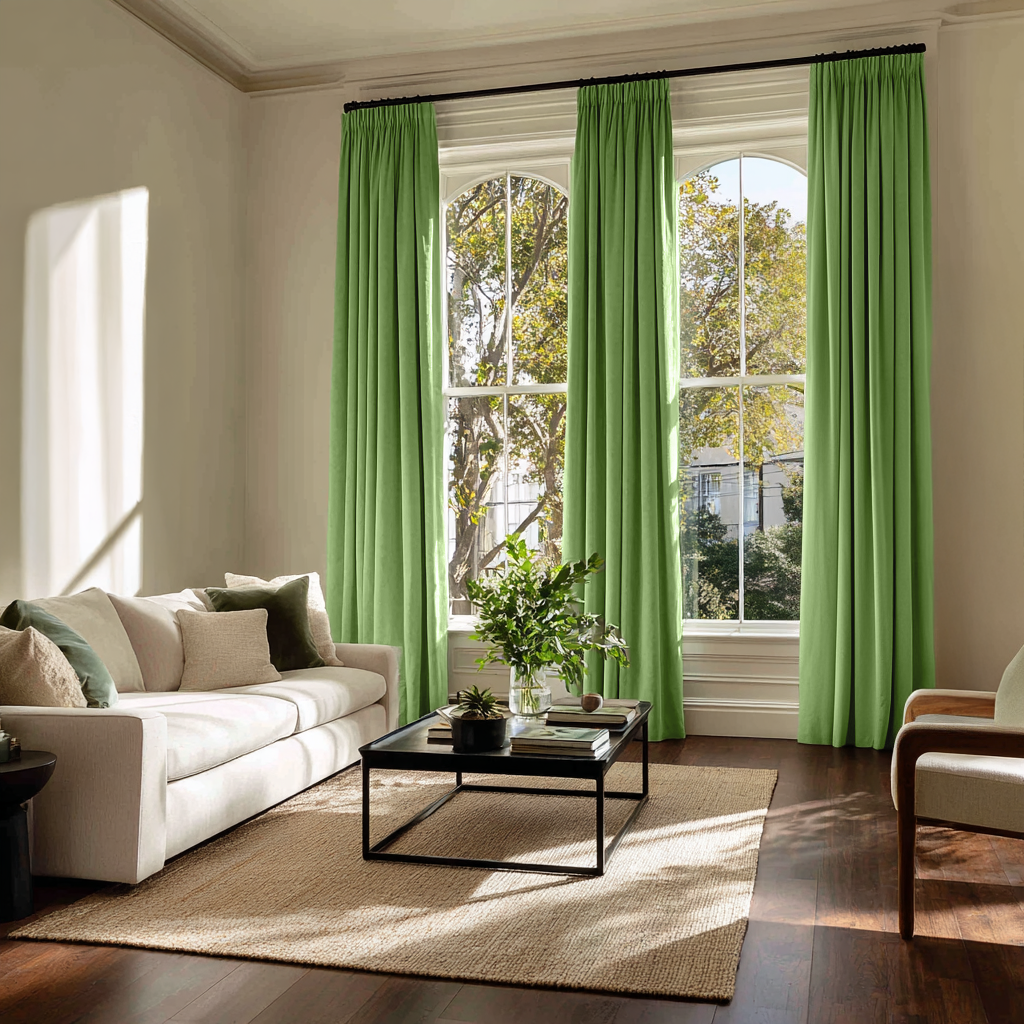Light Green Velvet Blackout Pencil Pleat Curtain