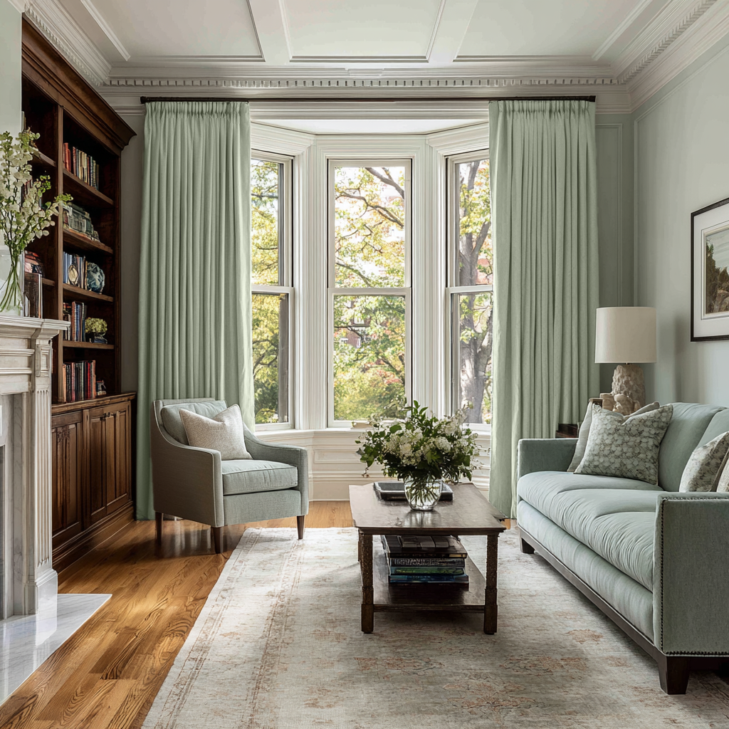 Mint Green Velvet Blackout Pencil Pleat Curtain