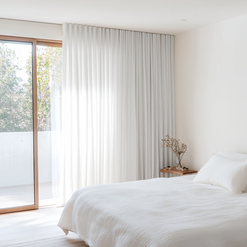 White Linen Bedroom Curtains