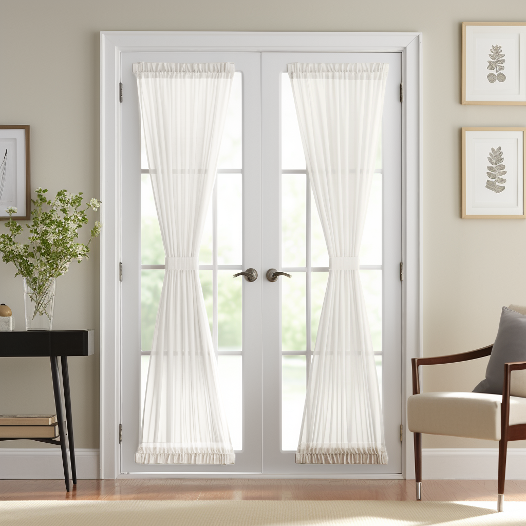 White Linen French Door Curtain