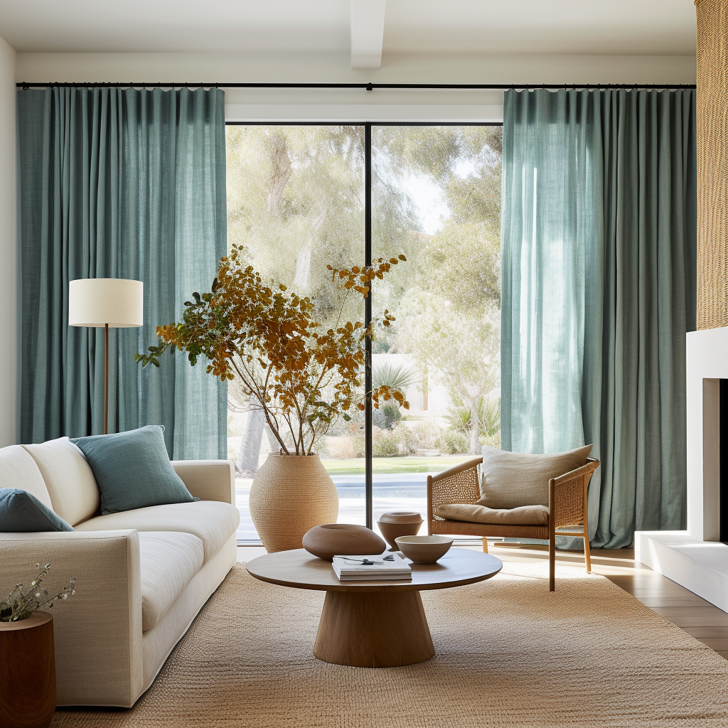 Aquamarine Blue S-fold Linen Curtain Panel - Suitable for Rings and Hooks or Tracks - Custom Sizes & Colours