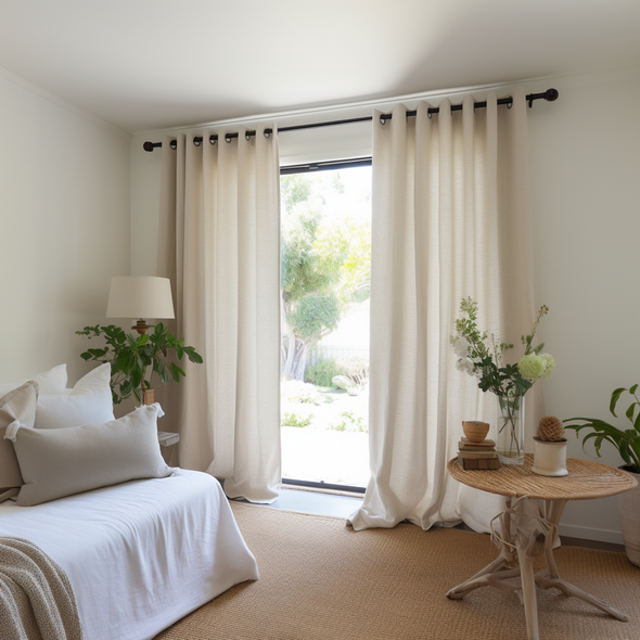 Bedroom Eyelet Linen Curtain - Сustom Sizes and Colors - Eyelet Window Treatments