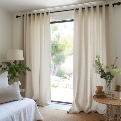 Bedroom Eyelet Linen Curtain - Сustom Sizes and Colors - Eyelet Window Treatments