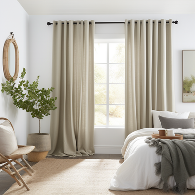 Bedroom Eyelet Linen Curtain with Blackout Lining - Сustom Sizes and Colours - Linen Window Treatments - Eyelet Top Drapes