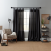 Black Linen Pain Tabs Curtain Panel - Custom Width, Custom Length