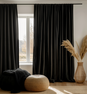 Black Velvet Blackout Rod Pocket Curtain - Custom Sizes and Colours