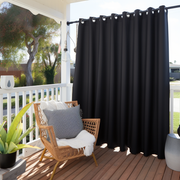 Black Outdoor Curtains - Triple-Weave Outdoor Blackout Curtain With Weights - Curtains for Balcony, Gazebo, Porch, Pergola