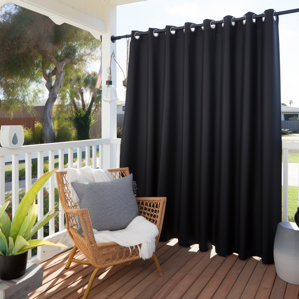 Black Outdoor Curtains - Triple-Weave Outdoor Blackout Curtain With Weights - Curtains for Balcony, Gazebo, Porch, Pergola