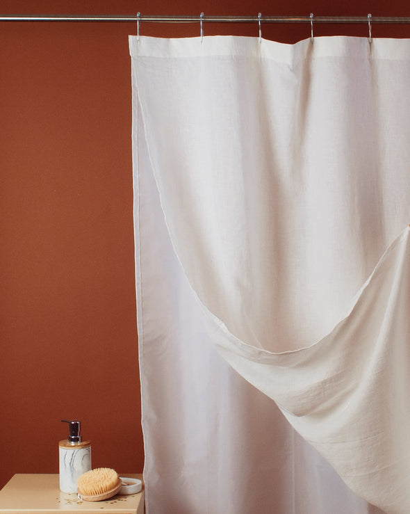 Linen Shower curtain with waterproof lining, Color: Off-White