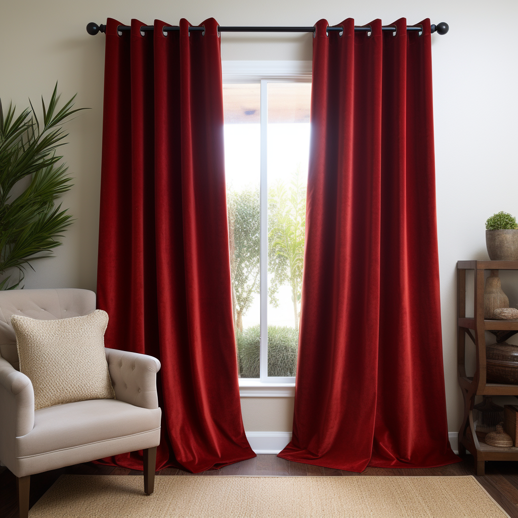 Classic Red Velvet Blackout Grommet Curtain - Custom Sizes and Colors
