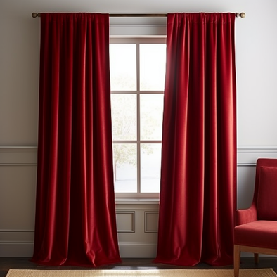 Classic Red Velvet Rod Pocket Curtain - Custom Sizes and Colours