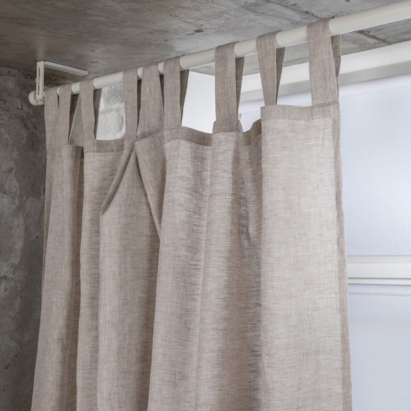 Sage Green Tab Top Linen Curtain Panel - Custom Width, Custom Length