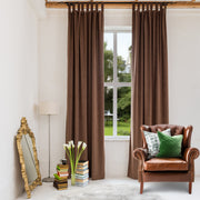 Chocolate Brown Velvet Tab Top Curtains