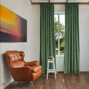 Fern Green Velvet Pinch Pleat Curtain