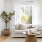 Dutch Pleat Linen Curtain Panel with Cotton Lining - Heading for Rings and Hooks