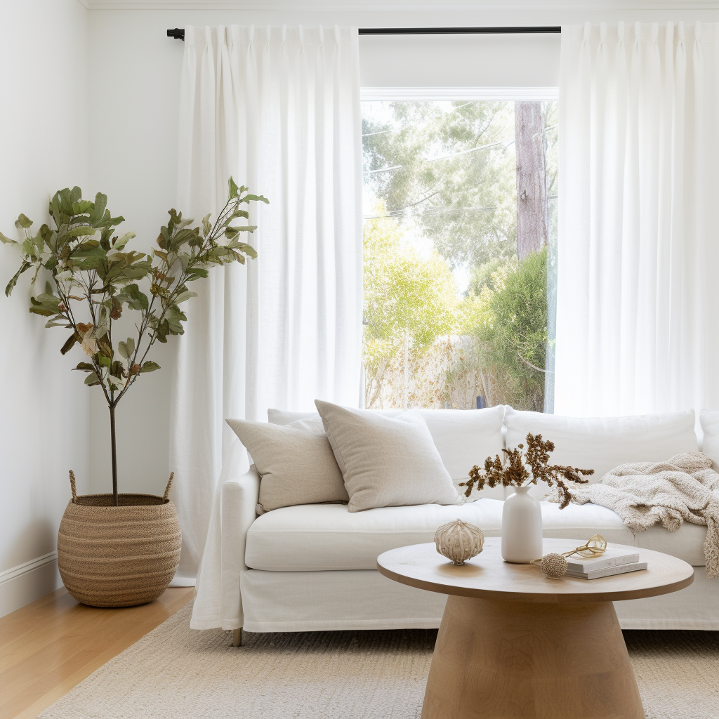 Dutch Pleat Linen Curtain Panel with Cotton Lining - Heading for Rings and Hooks
