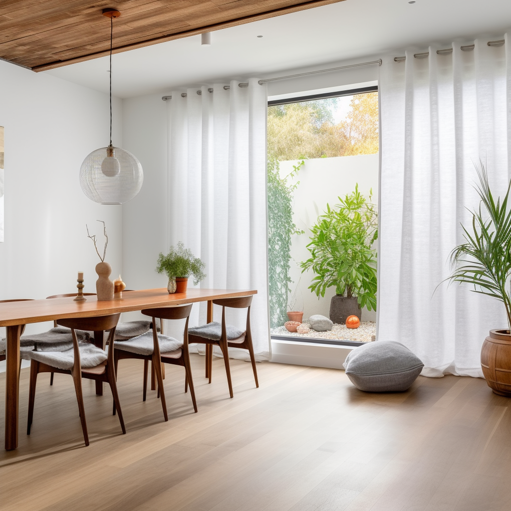 Dining Room Eyelet Linen Curtain with Cotton or Blackout Lining - Custom Sizes and Colours